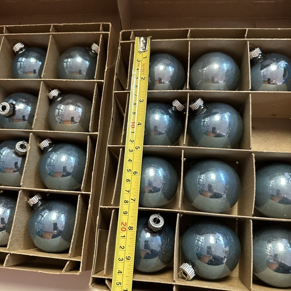 Vintage Shiny Brite Blue Glass Christmas Ornaments Balls Qty-23 With Boxes - Picture 12 of 12